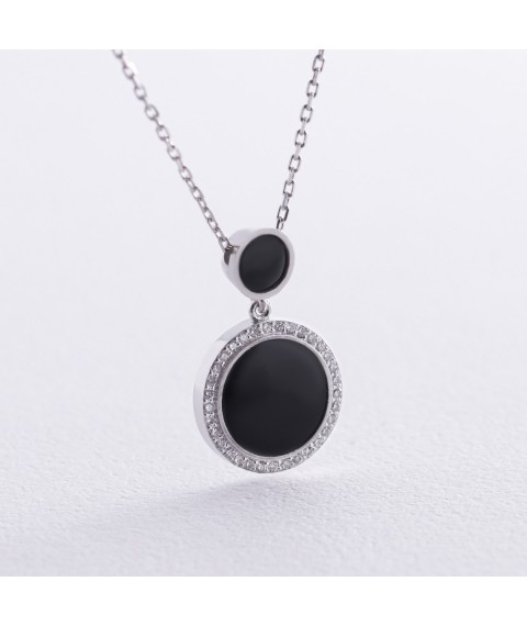 Gold necklace with diamonds and enamel 722791121 Onyx 45