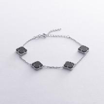 Silver bracelet "Clover" with onyx OR128204 Onyx