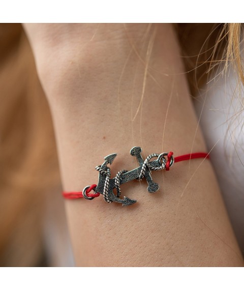 Bracelet with red thread "Anchor" 141312 Onyx 20