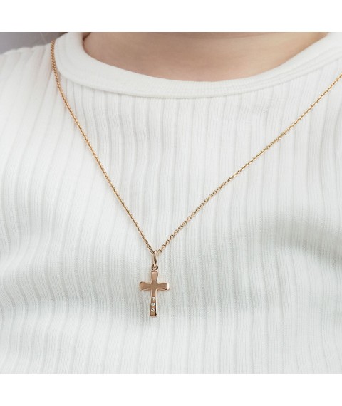 Cross in red gold with diamonds 110982421 Onyx