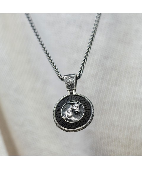 Silver pendant "Zodiac sign Capricorn" with ebony 1041 Capricorn Onyx