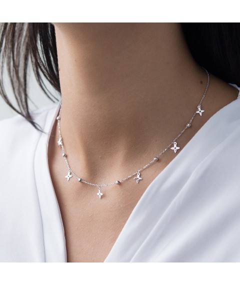 Necklace "Clover" in white gold, count01534 Onyx 42