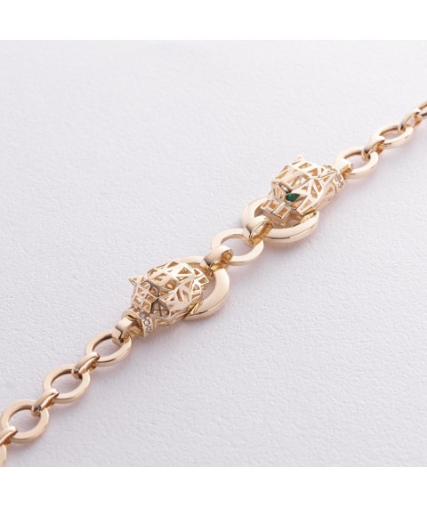 Bracelet "Panther" in yellow gold (cubic zirconia) b05311 Onyx 18