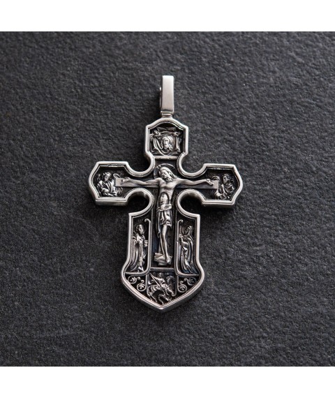 Срібний хрест "Розп'яття. Казанська ікона Божої Матері з предстоячими святими" 13537 Онікс