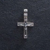 Серебряный крест "Розп'яття. Спаси і Збережи" 1173 Онікс