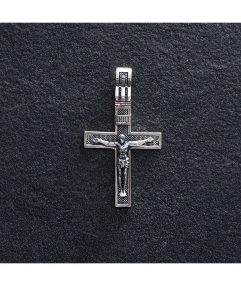 Срібний хрест "Розп'яття. Спаси і Збережи" 1173 Онікс
