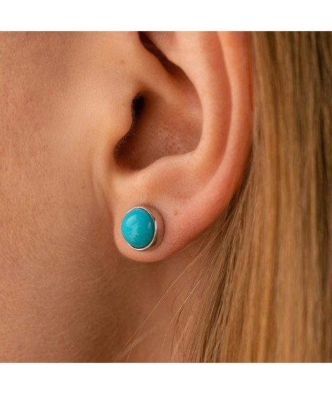 Earrings - studs with turquoise (white gold) s08676 Onyx