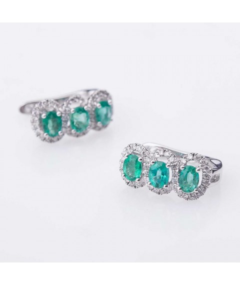 Gold earrings with diamonds and emeralds sb02762 Onyx