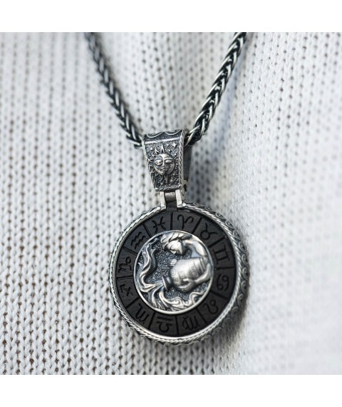 Срібний кулон "Знак зодіаку Водолій" з ебеном 1041водолій Онікс