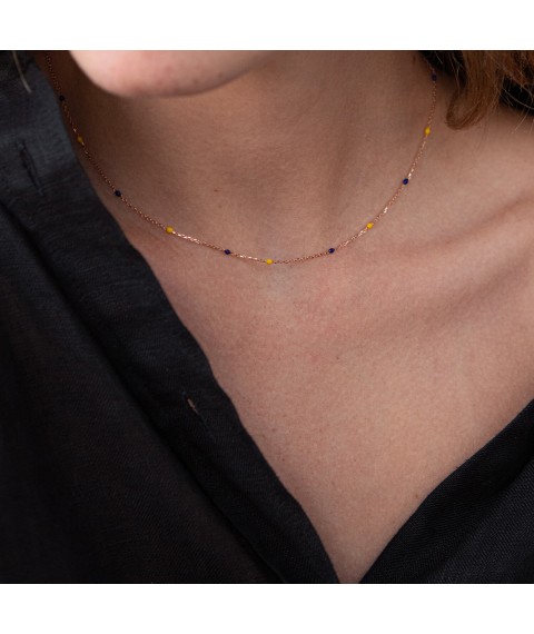 Necklace in red gold (blue and yellow enamel) coll02242 Onyx 42