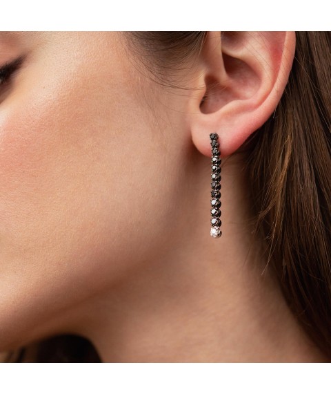Gold earrings with black and white diamonds sb0440di Onyx