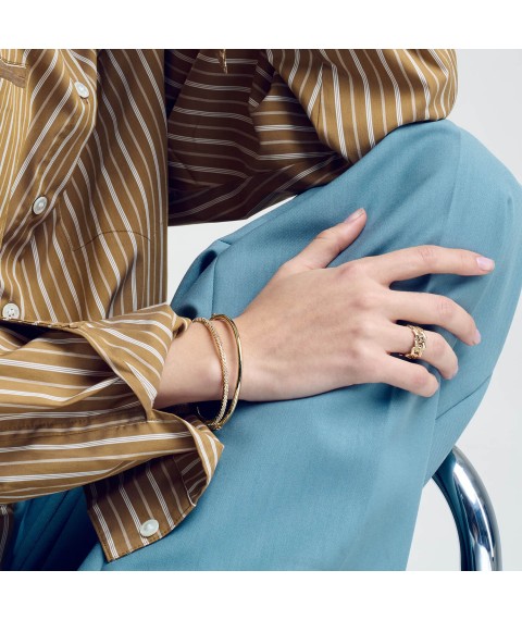 Hard bracelet in yellow gold b04751 Onyx