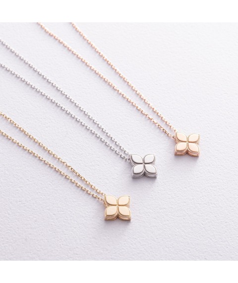 Necklace "Clover" in yellow gold coll02437 Onyx