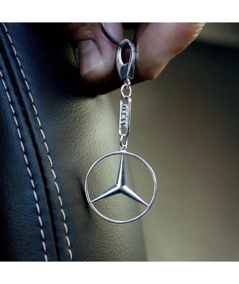 Срібний брелок для машини "Mercedes-Benz" 9003.1 Онікс