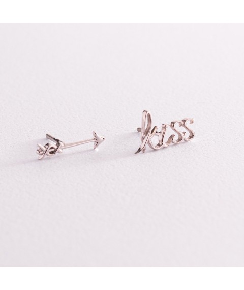 Earrings - studs "Kiss" in white gold s07674 Onyx