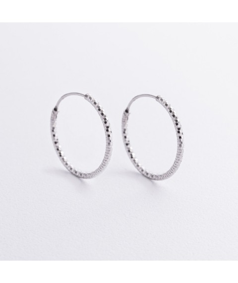 Сережки - кільця у сріблі (2.4 см) 122960 Онікс