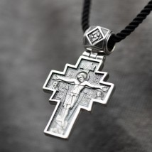 Серебряный православный крест с чернением 132488 Онікс