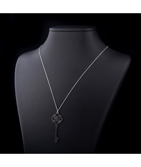 Silver necklace "Key" 18476 Onix 70