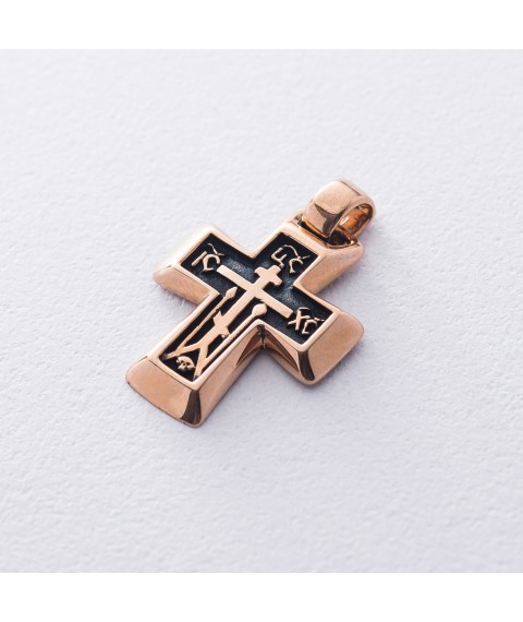 Golden cross with blackening "Save and Preserve" p02018 Onyx