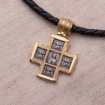 Серебряный крест «Господь Вседержитель. Великомученик Пантелеимон со сценами жития» 132302 Онікс