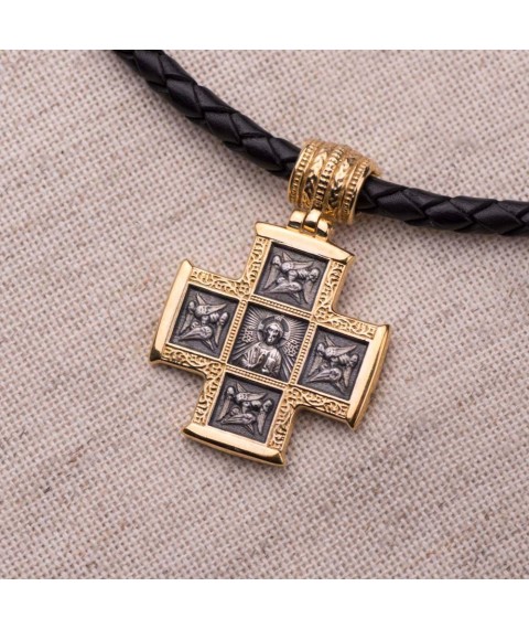 Серебряный крест «Господь Вседержитель. Великомученик Пантелеимон со сценами жития» 132302 Онікс