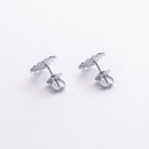 Сережки - пусети "Соняшники" в білому золоті mini с09266 Онікс