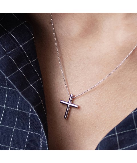 Necklace "Cross" in silver 181266 Onix 50