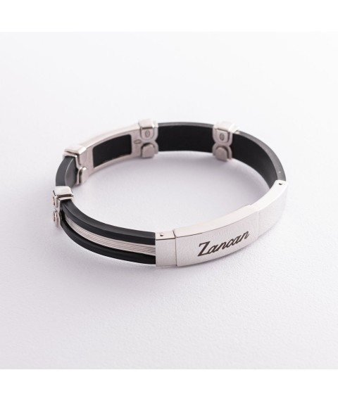 Men's bracelet made of rubber and silver ZANCAN EXB507R-N Onyx