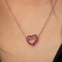 Gold pendant "Heart" with rubies pb0321nl Onyx