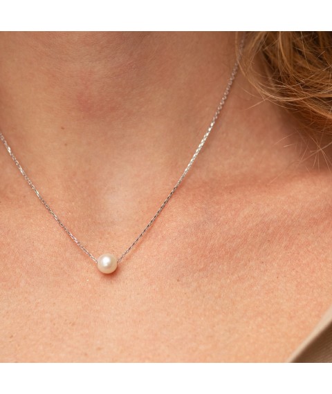 Necklace "Pearl on a chain" (white gold) coll02289 Onix 42