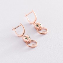 Earrings "Panthers" in red gold (cubic zirconia) s07470 Onyx