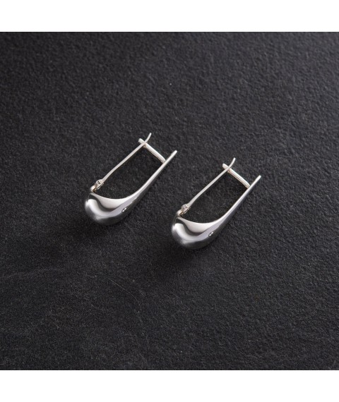 Earrings "Small drops" in silver (2.6 cm) 122497 Onyx