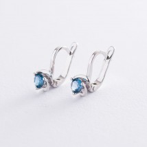Gold earrings (topaz "London blue") s02408 Onyx