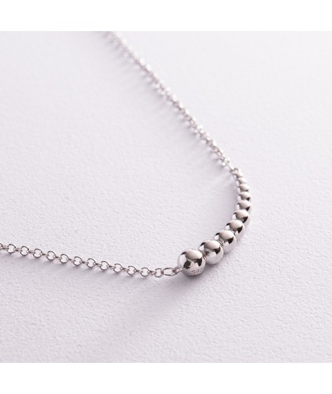 Silver necklace "Balls" 181249 Onix 48