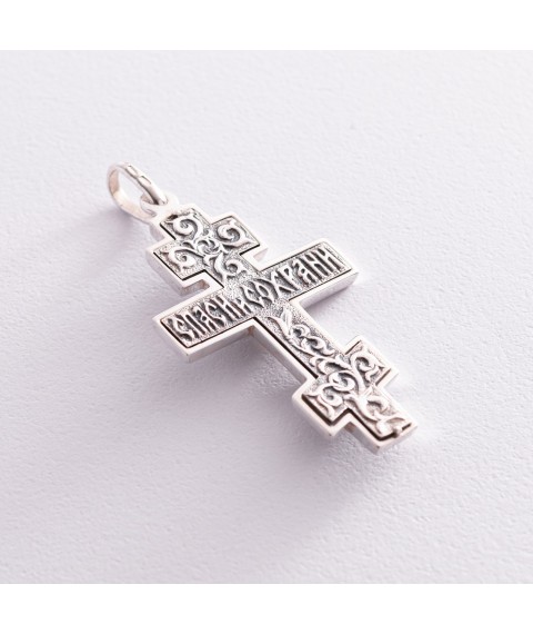 Серебряный православный крест с перламутром 131090 Онікс