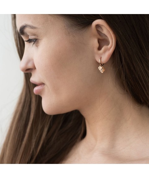 Gold Clover hoop earrings s06706 Onyx