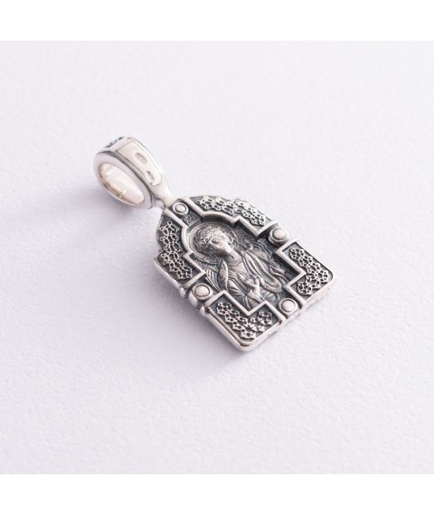 Silver amulet "Mother of God" 13757 Onyx