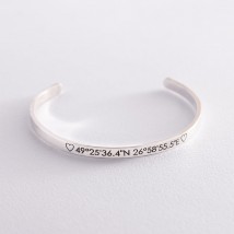Rigid silver bracelet "Coordinates" 141479k Onix 21