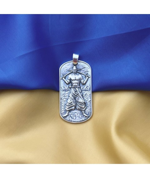 Срібний кулон "Український козак. Молитва українського націоналіста" (можливе індивідуальне гравіювання) 133214 Онікс