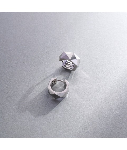 Earrings - rings "Anna-Lisa" in white gold s09008 Onyx