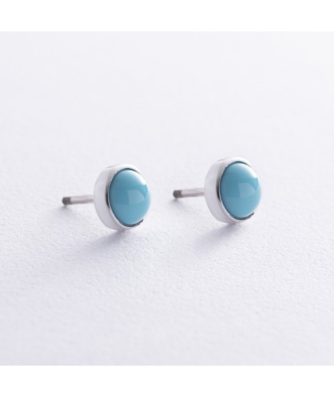 Earrings - studs with turquoise (white gold) s08676 Onyx