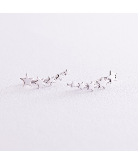Climber earrings "Stars" in white gold s08217 Onyx