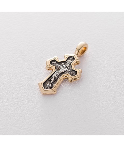Серебряный крест "Распятие. Великомученик Димитрий Солунский" 131668 Онікс