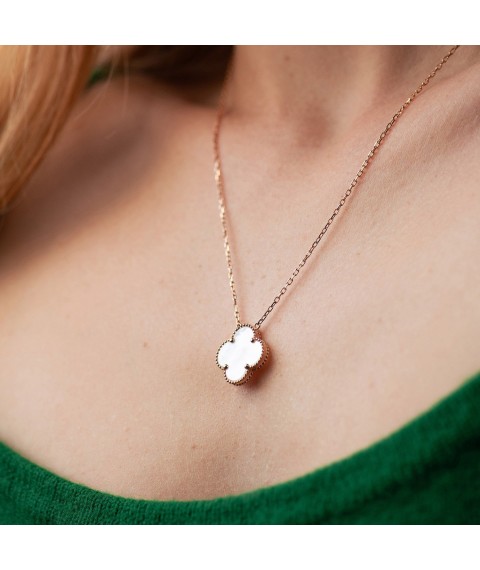 Necklace "Clover" in red gold (mother of pearl) count02483 Onyx 50