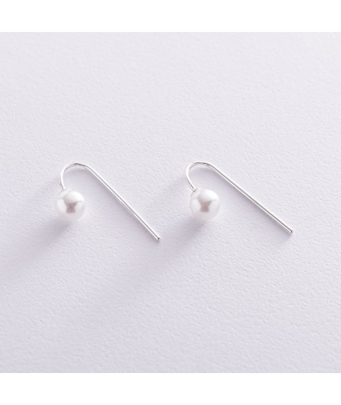 Silver earrings "Elegance" (pearl) 122939 Onyx