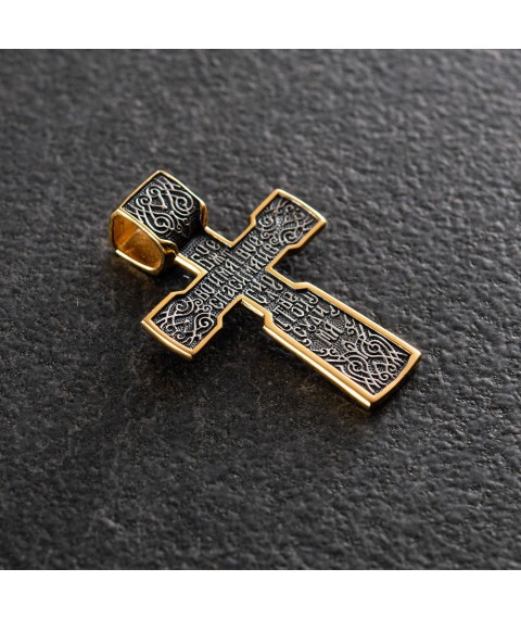 Silver cross "Crucifixion" with gold plated 132354 Onyx