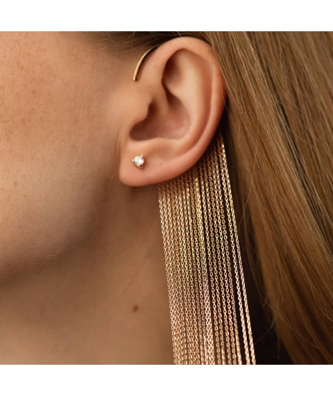 Gold earrings - studs (cubic zirconia) s01569 Onyx