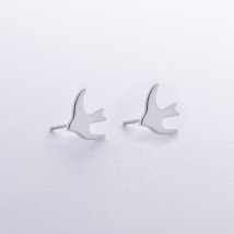Silver earrings - studs "Swallow" 122468 Onyx