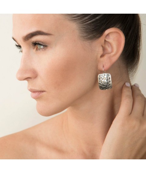 Silver earrings 12086 Onyx