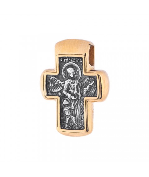 Silver cross "Angel of the Lord. John the Baptist" (gold plated) 132464 Onyx